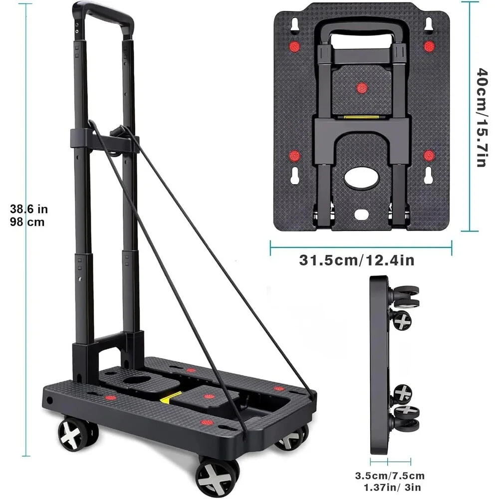 Car Seat Dolly Airport Travel Cart Roller w/ Straps Foldable Luggage Trolley